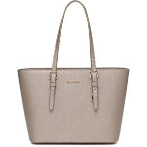 David Jones Sac à Main Shopping Femme Cabas Fourre-Tout Porté Epaule Cuir PU Anse Longue Shopper Capacité Taille Moyenne Sac Ville Elégant Argenté - Publicité