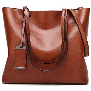 Coolives Tote Sac Cabas en Cuir PU pour Femme Verticale Sacs à Main portés épaule avec Bandoulière Damas Marron - Publicité