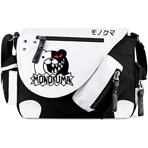 Roffatide Sac Anime pour Danganronpa Monokuma Toile Sac de Messager à Rabat en Cuir Synthétique Cartable épaule Bandoulière Noir - Publicité