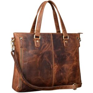 STILORD 'Amber' Sac Business Femme Cuir Sacoche Bandoulière pour Ordinateur Vintage Serviette Travail Femmes en Cuir Véritable, Couleur:kara cognac - Publicité