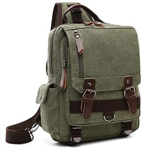 VARLIVOO Rétro Hommes Femme Sling Bag Sacs à Bandoulière pour Sac de Poitrine Sac d'Épaule Crossbody Bag Voyages Randonnées Camping Sling Sac à Dos Toile Vert Armée A - Publicité