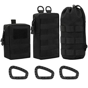 Hossom Sac Tactique Ceinture 3 Pièces Sacoche Ceinture Molle EDC Sac Multifonctionnel Sac Banane pour Randonnée, Cyclisme, Alpinisme Course Sports Extérieurs (Noir) - Publicité