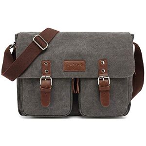 FANDARE Vintage Sacs bandoulière Toile Sac d'épaule Extensible Messenger Bag Homme Femme Sacs Portés épaule Briefcase Sac de Voyage Affaires Université Canvas Crossbody Bag Gris - Publicité