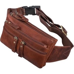 STILORD 'Damian' Grand Sac Banane Randonnée Sacoche de Ceinture Vintage pour Homme Femme Pochette Ventrale Sac Banane idéal pour Sport Voyages Cuir Véritable, Couleur:Porto Cognac - Publicité