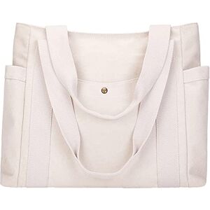 Anopo Femmes Sac à Bandoulière en Toile Décontracté Multifonction Poches Sacs à Main Quotidiens de Grande Capacité Sac Cabas Tote Bag Beige - Publicité