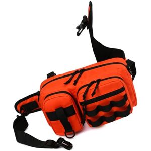 Angelluck Sac banane multi-couches étanche de grande capacité pour camping, sac banane multifonctionnel pour la pêche, sac banane de pêche, Orange - Publicité