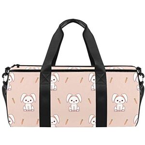 Desheze Sacs de Sport Enfants Carotte de Lapin Blanc Sac de Voyage Petit Sac Gym Fitness étanche Weekender Bag Sacs de Sport bandoulière Sac à Main pour Homme et Femme 45x23x23cm - Publicité