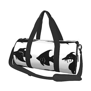 DTGPRO Sac de sport pliable de grande capacité noir et blanc Fish&* pour homme et femme, sac de sport, sac de sport., Noir , Taille unique - Publicité