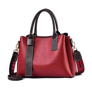 NICOLE & DORIS Sac Bandoulière Femme Sac à Main de Décontracté Cabas Sac D'épaule Tendance Sac Fourre-Tout Dame Sac de Cours PU Cuir Sac Epaule Classique Chic Vin Rouge - Publicité