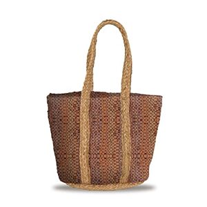 BANZAII TEXTILE INNOVATOR ONLINE Banzaii sac de paille pour femme, sac à bandoulière coloré, sac d’été, sac de plage entièrement fait à la main Santorin Marron - Publicité