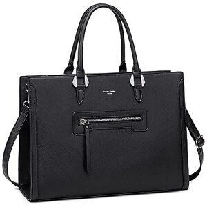 David Jones Femme Grand Cabas Fourre-Tout Simili Cuir PU Cours Lycée Travail Poches Multiples Shopper Porté Epaule Bandoulière Capacité A4 Noir - Publicité