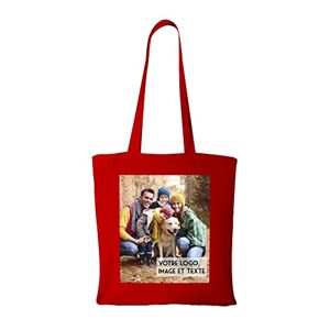 YONACREA Sac Shopping Tote Bag Personnalisable avec le texte et la photo de votre choix Une Face ou 2 Faces ROUGE - Publicité