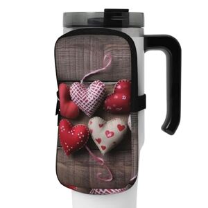 OUSIKA Pochette pour bouteille d'eau de Saint-Valentin avec motif cœurs Pochette à fermeture éclair Pour homme et femme, Noir , M - Publicité