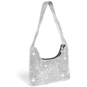 OSDUE Sac de Soirée Pochette, Sacs à Diamants pour Femmes, Sacs à Main de Mariage Brillants, Sac Scintillant Argenté pour Soirée, Mariage, Bal de Fin d'année, Fête - Publicité