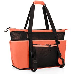 Fasrom XXL Sac de Plage avec Fond Zippé, Sac Cabas Plage Sac de Piscine Femmes pour Voyage and Sport, Orange - Publicité