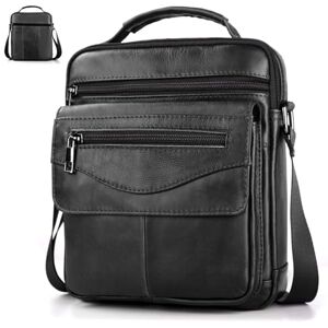 BAGZY Sacoche Homme Bandouliere Cuir Véritable Bandouliere Pochette Homme Sac Bandoulière Homme Bandouliere Pochette Homme Sac Porté Epaule Sacs Business Ipad 11 pouces Sacs à Main Voyage, Noir - Publicité