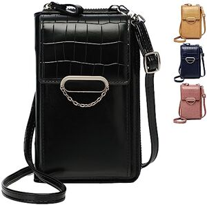 LOCCY Sac Téléphone Portable Femmes en Cuir PU Petit Sac à Bandoulière pour Téléphone Portable Pochette Portefeuille avec Fente pour Cartes convient aux téléphone de moins de 6,5" (Noir) - Publicité