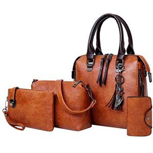 Allence 2023 Mode Sac à Main Femme Élégant Fourre-Tout Cuir PU Ensemble Grand Sac à Bandoulière Dame Ensemble 4 Pièces Léger Cabas Sac à Épaule Portefeuille Pochette 4 Pcs Set - Publicité