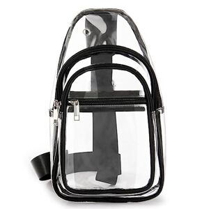 LQQDREX Sac à bandoulière tendance en PVC transparent étanche et transparent approuvé pour homme Sac à bandoulière pour femme Sangle de stade approuvée Sangle blanche transparente approuvée Sacs à main - Publicité