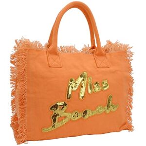 Miss Beach sac de bain zippé sac de plage sac pique-nique cabas en toile, Orange - Publicité