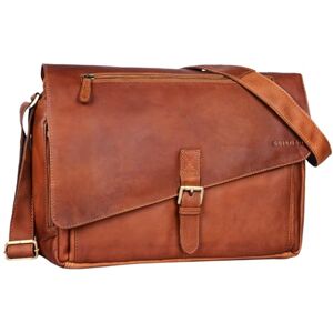 STILORD 'Merlin' Sacoche d'Ordinateur en Cuir XL pour Homme et Femme Vintage Sac Bandoulière Serviette Étudiant Enseignant Sac à l'Épaule, Couleur:Cognac Marron - Publicité