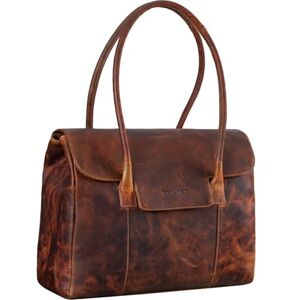 STILORD 'Carrie' Sac Cabas Cuir Femme Grand Sac à Main Vintage Sac Shopper Sac à l'Épaule Besace à Bandoulière Sac Tote Bag Bowling Handbag en Cuir Véritable, Couleur:Prestige Marron - Publicité