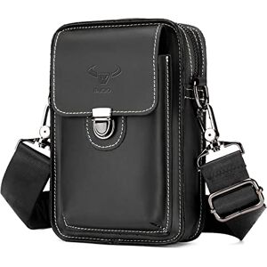 BAIGIO Sac Banane Randonnée pour Homme Sac Banane en Cuir Sacoche Banane Homme Sacoche Ceinture Pochette Telephone Portable avec Passant de Ceinture (Noir) - Publicité