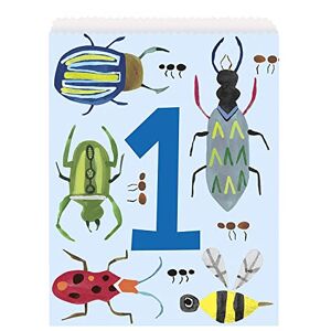 Unique 73353-Pochettes Cadeau-Fête à thème Insecte 1er Anniversaire-Paquet de 8, 73353, Vert - Publicité