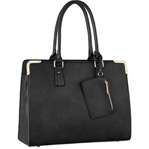 CRAZYCHIC Grand Sac à Main Cabas Femme Sac Cours Lycéenne Etudiante Fille Ville Travail Business Scolaire Fourre-Tout Tote Format A4 Large Cuir PU Shopper Porté Epaule Bandoulière Noir - Publicité