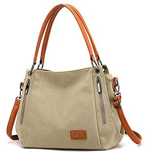 NICOLE & DORIS Sac a Main Femme Simple Fourre-Tout Sacs Toile Sacs portés épaule Grand Sac Bandouliere Sac avec Bandoulière réglable Hobo Sacs Shopping Voyage Kaki - Publicité