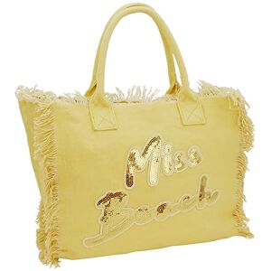 Miss Beach sac de bain zippé sac de plage sac pique-nique cabas en toile, Jaune - Publicité