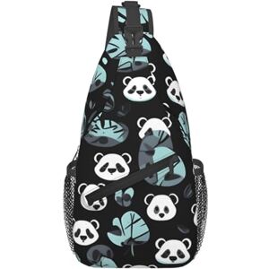 KadUe Black Mystery Sac à bandoulière pour homme et femme, Visage de panda noir et blanc, Taille unique, Rétro - Publicité