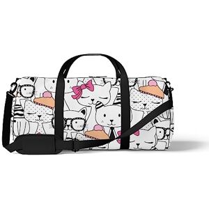 DreamBay Sac de sport fourre-tout de sport avec motif chat et animal mignon Noir et blanc, Couleur 1099, M taille, Sac de voyage - Publicité