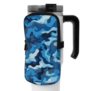 OUSIKA Pochette pour bouteille d'eau avec motif camouflage bleu Pochette à fermeture éclair Pour homme et femme, Noir , M - Publicité