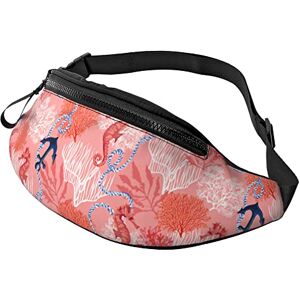 874 Waist Pack Ancre De Bateau Hippocampe Rouge Unisexe Sacoche Ceinture Loisir,Léger Sac À Dos De Voyage pour Balade Homme Camping 14X35Cm - Publicité