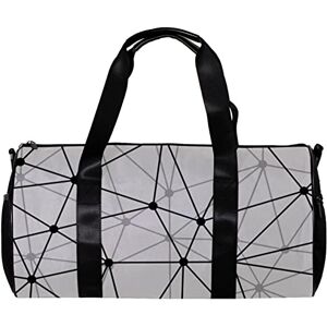 DJROW Sac de sport rond avec bandoulière amovible abstrait noir et blanc pour homme et femme, multicolore, 45x23x23cm/17.7x9x9in - Publicité