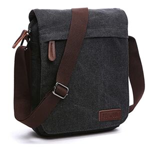 Outreo Homme Sac en Bandoulière Rétro Sac Porté épaule Vintage Mallette Sac Besace Sacoche en Toile Sac Cabas école pour Laptop Loisir Bourse Sac à Main, Noir, L, Rétro,Vintage - Publicité