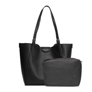 David Jones Sac à Main Porté Epaule Femme Cabas Fourre-Tout Simili Cuir Souple pour Cours Lycée Travail, Grande Taille A4 Anses Longues Shopper 2 Pièces avec Trousse Noir - Publicité