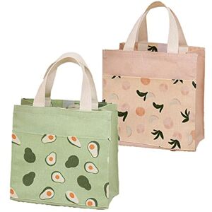 Spldsun 2 pcs Mini Tote Bag Toile, Cabas Tote Bag Sac de Courses Sac Fourre Tout, Toile Solide, Durable, Lavable, 22cm x 22cm - Publicité