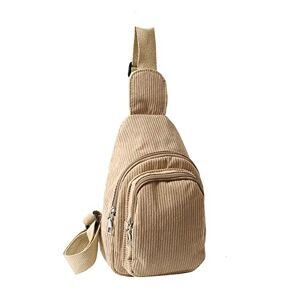 KieTeiiK Petit sac à bandoulière en velours côtelé pour femme, sac banane pour voyage, sport, course à pied, randonnée, kaki, 5.9x1.96x9.44in - Publicité