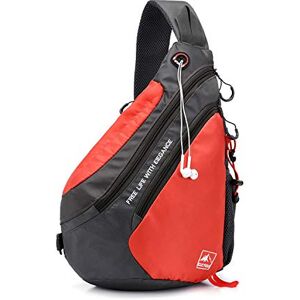 FANDARE Léger Sac de Poitrine Sac d'Epaule Sling Bag Sacoche Sac Bandoulière pour Homme Femme pour École Voyage Randonnée Camping Excursion Cyclisme Équitation Durable Polyester Rouge - Publicité