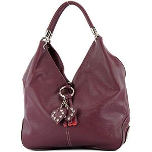 modamoda de shopper sac à main en cuir italien sac à bandoulière 330, Couleur:violette Bordeaux - Publicité