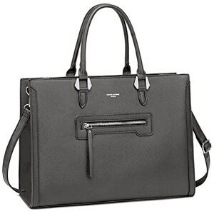 David Jones Sac à Main Cours Lycée Femme Grand Cabas Fourre-Tout Simili Cuir PU Sac Elégant Ville Travail Poches Multiples Shopper Porté Epaule Bandoulière Capacité A4 Mode Chic Gris - Publicité