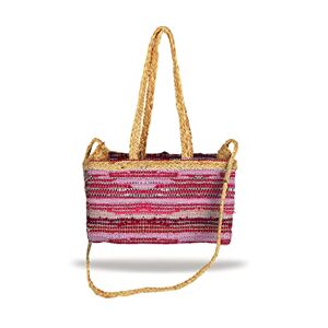 BANZAII TEXTILE INNOVATOR ONLINE Banzaii sac de paille pour femme, sac à bandoulière coloré, sac d’été, sac de plage entièrement fait à la main Ibiza Fuchsia - Publicité