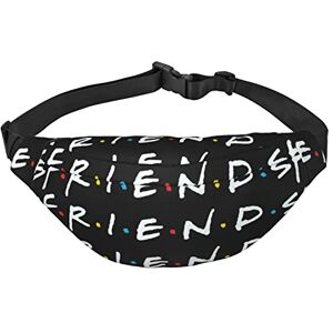 KOOLR Sac banane décontracté imprimé Friends pour homme et femme 3 fermetures éclair Ceinture intermédiaire réglable Course à pied en plein air Essentiels de voyage, noir, One Size - Publicité