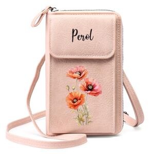 Glooraca Sac portefeuille personnalisé pour téléphone portable avec fermeture éclair pour femme, maman, petite amie, rose, One Size - Publicité