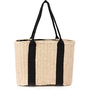 Ynport Crefreak Femmes Grand Sac Fourre-Tout en Paille été Plage Poignées Sac à Main Tissé à la Main Hobo Sacs à Bandoulière Dac à Main Pour les Schats de Voyage， Beige - Publicité