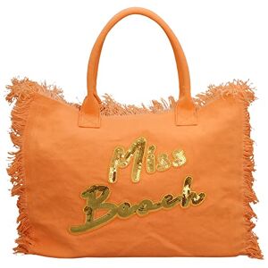 Miss Beach sac de bain zippé sac de plage sac pique-nique cabas en toile, Orange XL - Publicité