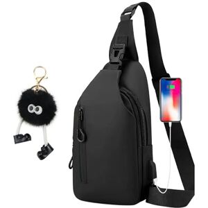 Anevios Sac de Poitrine Homme avec Port de Chargement USB, Sacoche Homme Bandouliere, Léger Casual Sling Bag avec Porte-clés en Peluche pour Cyclisme Sport Voyage Excursion Randonnée Jogging - Publicité