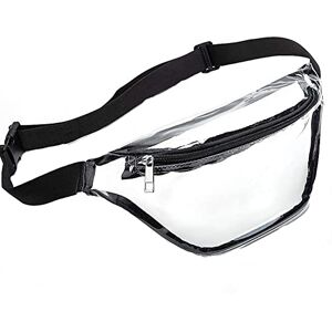 Zylione Sac banane transparent pour femme Petit sac banane transparent avec sangle réglable Sac transparent approuvé par le stade pour ordinateur portable et sacs à bandoulière, Noir , Taille unique, Sacs - Publicité